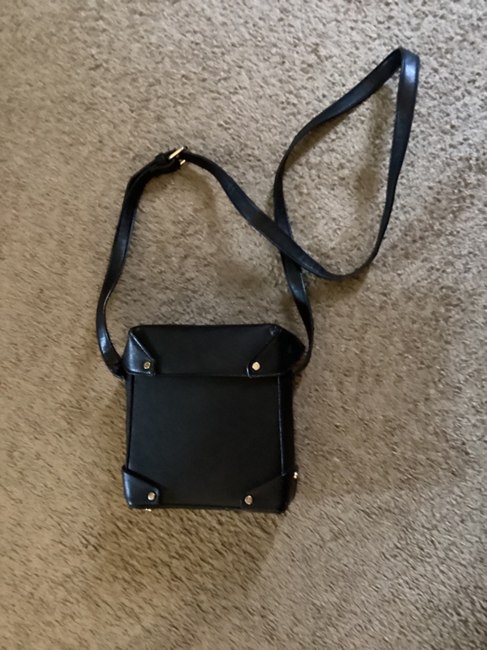 “Isabelle” Black leather adjustable skinny Crossbody Bag for phone & accessories